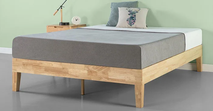 Zinus 14" DeLuxe Slatted Wood Memory Foam Mattresses Frame Side look