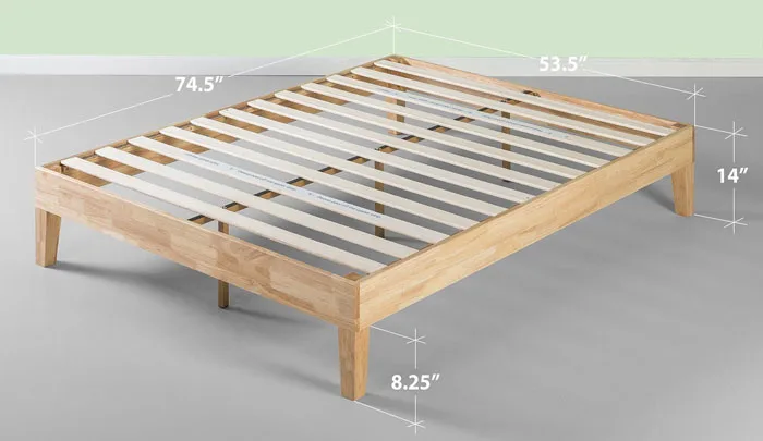 Zinus 14" DeLuxe Slatted Wood Memory Foam Mattresses Frame