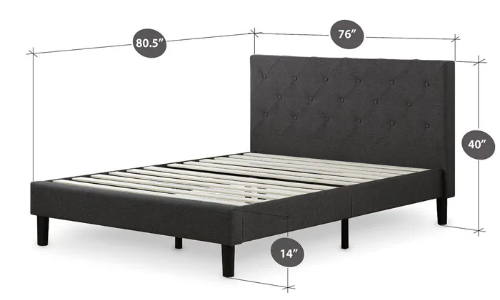 Zinus Upholstered Diamond Memory Foam Foundation Dimensions