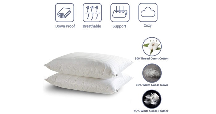 Downluxe Goose Feather Down Pillow Features