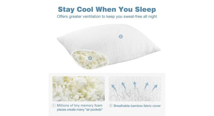 Langria Luxury Bamboo Shredded Memory Foam Pillow Content