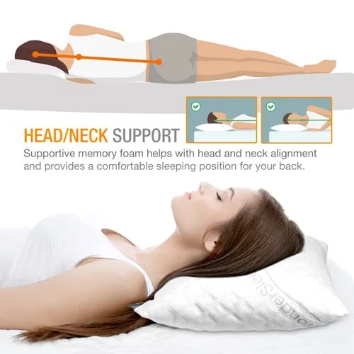 Wondersleep Premium Bamboo and Memory Foam Pillow Neck Support